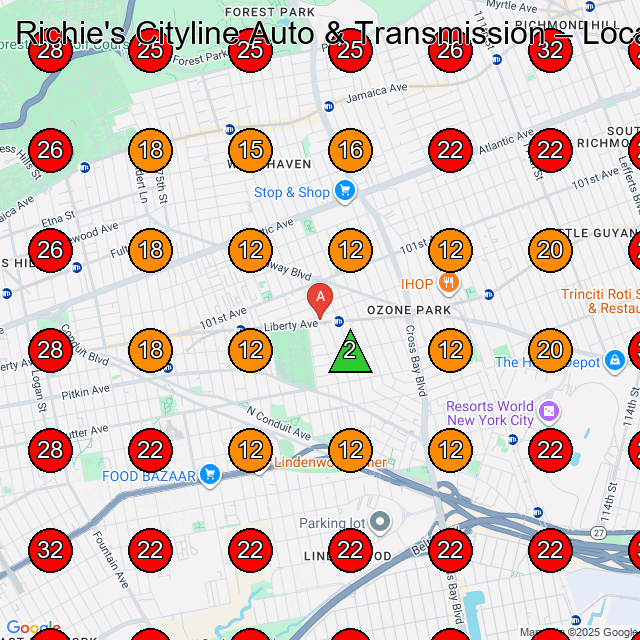 Richie's Cityline Auto & Transmission GeoGrid visibility map for Auto Repair Shop in Richmond Hill